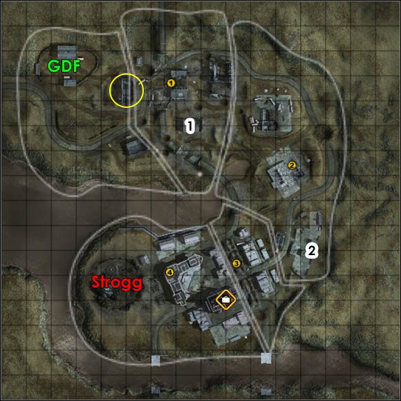 Strona atakująca: GDF - Outskirts | Pola bitew | Enemy Territory Quake Wars - Enemy Territory: Quake Wars - poradnik do gry