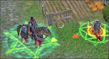 Zamaskowane jednostki poznasz po zielonej aurze pod ich stopami, tak jak pod naszym herosem. - Misja 3 - The Bulls Wake | Kampania 2 | HoMM V Dzikie Hordy - Heroes of Might & Magic V: Dzikie Hordy - poradnik do gry