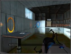 Wyjdź na balkonik (na dole znajduje się zbiornik z trującą cieczą) - Pomieszczenie testowe nr 08 | Portal - Portal - poradnik do gry