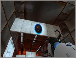 Wysunie się kolejny fragment ściany, więc powtórz manewr sprzed chwili - Pomieszczenie testowe nr 10 | Portal - Portal - poradnik do gry