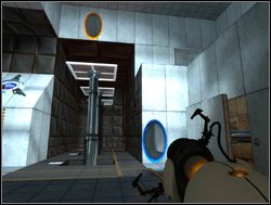 Zabierz kostkę z przycisku na wzniesieniu i przejdź do sali z platformami - Pomieszczenie testowe nr 17 | Portal - Portal - poradnik do gry