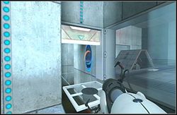 W zagłębieniu znajduje się przycisk - Pomieszczenie testowe nr 19 (cz.1) | Portal - Portal - poradnik do gry