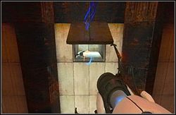 Teraz popatrz w dół i strzel w podłogę tworząc pomarańczowy portal - Pomieszczenie testowe nr 19 (cz.3) | Portal - Portal - poradnik do gry