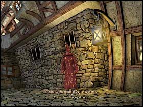 Wyrwawszy się na wolność, Simon zauważa ogłoszenie wiszące na kamienicy naprzeciwko więzienia - Uratować Magiczne Królestwo cz.6 | Simon the Sorcerer 4 - Simon the Sorcerer 4 - poradnik do gry
