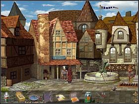 Znalazłszy się na rynku, Simon ogląda dom bogacza (biała willa po prawej) - Uratować Magiczne Królestwo cz.9 | Simon the Sorcerer 4 - Simon the Sorcerer 4 - poradnik do gry