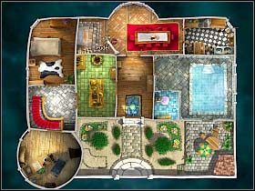 Teraz Simon wraca do ogródka (po lewej), przywiązuje kreta do kija od szczotki (w ekwipunku) i tą krecią łopatą (można też użyć samego kreta) z zauważonej wcześniej dziury w ziemi wykopuje kość - Uratować Magiczne Królestwo cz.10 | Simon the Sorcerer 4 - Simon the Sorcerer 4 - poradnik do gry