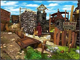 Nasz bohater wędruje zatem na zamkowy plac budowy, gdzie Kalipso zawiadamia go, że pomyślnie przeszedł egzamin na ducha - Uratować Magiczne Królestwo cz.15 | Simon the Sorcerer 4 - Simon the Sorcerer 4 - poradnik do gry