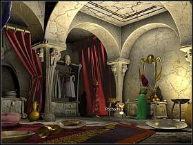 Wewnątrz kobieta oddaje się poprawianiu urody przed lustrem, a Simon wypytawszy ją co nieco, rozgląda się po pomieszczeniu - Uciec z Krainy Umarłych cz.3 | Simon the Sorcerer 4 - Simon the Sorcerer 4 - poradnik do gry