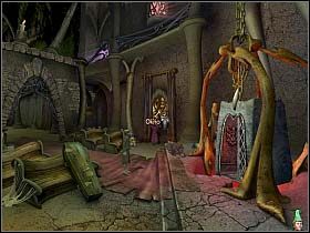 Nasz bohater dostrzega wokół podstawy windy sporą szczelinę, w której mieści się szyb windy i tamtędy próbuje porozumieć się z kimś po drugiej stronie - Wydostać króla i sobowtóra z Krainy Umarłych | Simon the Sorcerer 4 - Simon the Sorcerer 4 - poradnik do gry