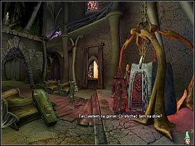 Teraz do akcji wkracza fałszywy Simon (kliknij jego ikonkę w dole ekranu po prawej), który kieruje się do tajemniczego tunelu, gdzie podchodzi do szybu windy (tu możesz kliknąć kursor w kształcie ust na szybie windy lub przełączyć się na prawdziwego Simona) - Wydostać króla i sobowtóra z Krainy Umarłych | Simon the Sorcerer 4 - Simon the Sorcerer 4 - poradnik do gry