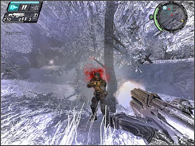 Skieruj się w stronę tunelu, przy którym zaparkowana jest ciężarówka - Etap 10 - Point of Impact cz.2 | TimeShift - TimeShift - poradnik do gry