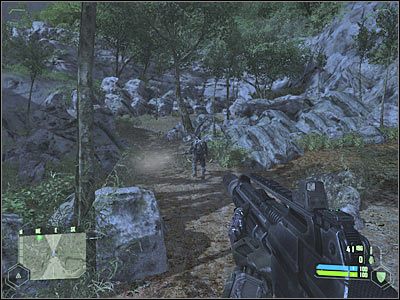 W pewnym miejscu będziesz musiał wskoczyć na wyżej położoną półkę - Crysis: Misja 1, Contact - Odnalezienie Azteka - solucja, opis przejścia - Crysis - poradnik do gry