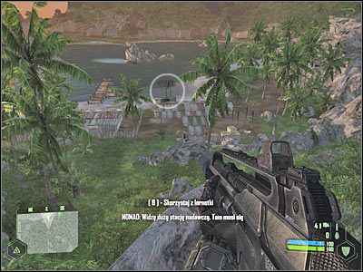 Proponowałbym zejść bezpośrednio na dół, tak aby zbliżyć się do aktualnego celu - Crysis: Misja 1, Contact - Wyłączenie urządzenia zakłócającego - solucja - Crysis - poradnik do gry