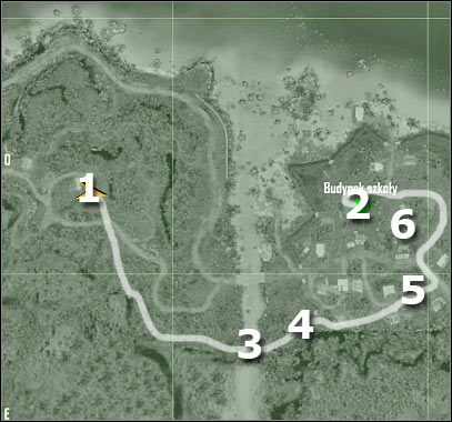 Oznaczenia na mapie - Crysis: Misja 2, Recovery - Dotarcie do budynku szkoły cz.1 - solucja - Crysis - poradnik do gry