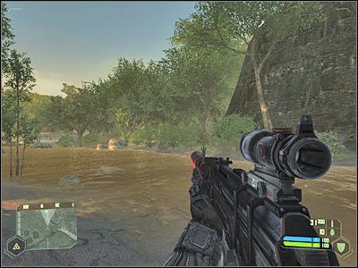 Ponownie uważaj na śmigłowiec, skrywając się w zaroślach za każdym razem, gdy ten wykona nalot - Crysis: Misja 3, Relic - Przedostanie się w okolice wykopalisk - solucja - Crysis - poradnik do gry