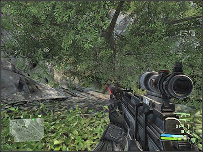 Proponowałbym ponownie użyć opcji kamuflażu i ostrożnie zbliżyć się do działa (screen) - Crysis: Misja 4, Assault - Zniszczenie dział przeciwlotniczych cz.2 - solucja - Crysis - poradnik do gry
