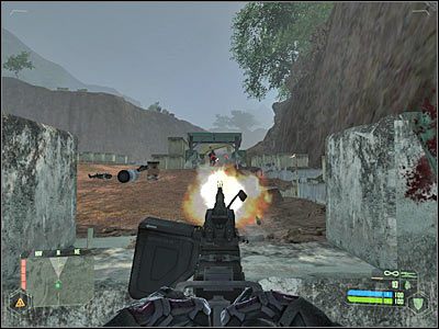 Na sam koniec powinieneś zostawić sobie natomiast gostka wyposażonego w minigun - Crysis: Misja 6, Awakening - Przedostanie się do wejścia do kopalni 2 - solucja - Crysis - poradnik do gry