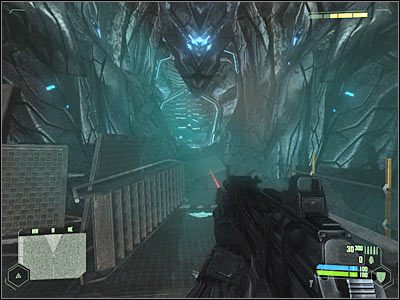 Skieruj się na drugiej koniec jaskini, ignorując mijane po drodze kryształy - Crysis: Misja 7, Core - Odnalezienie miejsca do ewakuacji cz.1 - solucja - Crysis - poradnik do gry