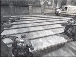 Po krótkiej wstawce filmowej Szarańcza znów zaatakuje - Knock Knock/Hammer | Akt I Gears of War - Gears of War - PC - poradnik do gry