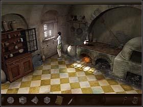 Teraz zbliż się do stojącego po lewej kredensu i zabierz z niego talerz truskawek (dolna półka) oraz słoik miodu (powyżej, po prawej) - Dzień 6 - Cusco | Dzień 5 i 6 | Art of Murder Sztuka Zbrodni - Art of Murder: Sztuka Zbrodni - poradnik do gry