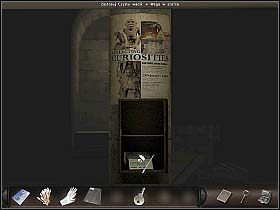 Skieruj się do jego odległej części (po prawej), gdzie sprawdź pamiętny plakat na kolumnie - Muzeum Sztuki Prekolumbijskiej | Dzień 3 | Art of Murder Sztuka Zbrodni - Art of Murder: Sztuka Zbrodni - poradnik do gry