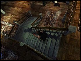 Przejdź przez drzwi znajdujące się koło łóżka, a ponownie znajdziesz się w galerii obrazów - Posiadłość Mortonów - Piwnice i Parter (2) | Edward Carnby | Alone in the Dark - Alone in the Dark: Koszmar powraca - poradnik do gry