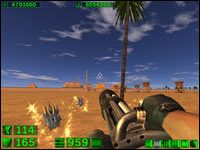 Sekret #1: W alejce, która należy się udać aby dojść do wrót Teb skręcamy zaraz na początku w lewo, w stronę widocznej z daleka palmy z niewielką oazą - 11: Aleja Sfinksów | Serious Sam Pierwsze starcie - Serious Sam: Pierwsze starcie - poradnik do gry