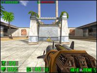 Sekret #2: Kiedy będzie trzeba znaleźć dwie figurki, udajemy się do sali po lewej, gdzie zaraz po wejściu należy strzelić z rakietnicy - 14: Święte ogrody | Serious Sam Pierwsze starcie - Serious Sam: Pierwsze starcie - poradnik do gry