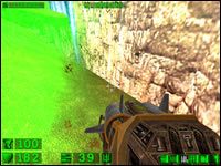 Sekret #1: Na czwartym wzgórzu, kiedy dojdziemy do prawej strony i spojrzymy w dół pojawi się komunikat o katapultowaniu tarczy - 05: Księżycowe góry | Serious Sam Pierwsze starcie - Serious Sam: Pierwsze starcie - poradnik do gry