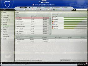 Scouting - tutaj mamy wszelkie informacje i czynności służące wyszukiwaniu talentów i sprawdzaniu ich przydatności do drużyny - Główne ikony - Warsztat pracy menedżera - Football Manager 2008 - poradnik do gry