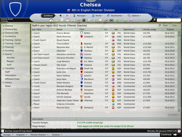Otwiera się lista dostępnych menedżerów - Asystenci i trenerzy (1) - Prowadzenie drużyny - Football Manager 2008 - poradnik do gry