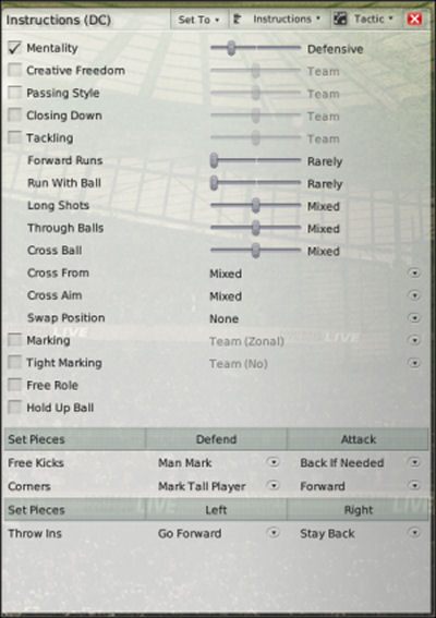 Część z tych opcji znana jest już z ustawień drużynowych: Mentality , Creative Freedom , Passing Style , Closing Downs , Tackling , Marking , Tight Marking - Taktyka (4) - Prowadzenie drużyny - Football Manager 2008 - poradnik do gry