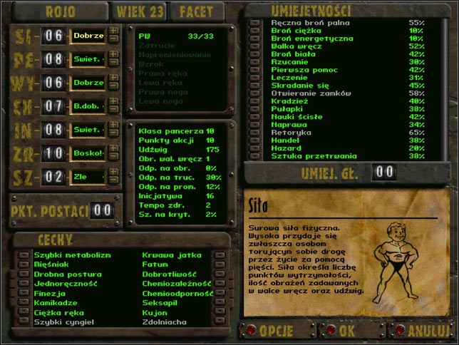 Proponowane profity do wzięcia - Kreacja Wybrańca | Opis mechanizmów rozgrywki | Fallout 2 - Fallout 2 - poradnik do gry