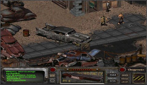 Krążownik szos firmy Chrysalis Motors. Mały pustynny czołg. Już niebawem siądziemy za kółkiem tego transportera. - Nora (4) | Opis przejścia | Fallout 2 - Fallout 2 - poradnik do gry