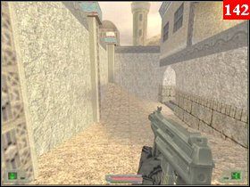 Udaj się na drugi koniec pomieszczenia i zniszcz znajdującą się najwyżej paczkę, wyjdź przez okno i skieruj się do przejścia na wprost - Misja 05 - Irak (1) | Opis przejścia Soldier of Fortune - Soldier of Fortune - poradnik do gry