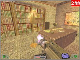 Wejdź do pokoju z książkami przez drzwi na lewo, podejdź do regału przy schodach, naciśnij [F] i udaj się do następnego pokoju korytarzem (za biurkiem pierwszy regał od prawej to tajne przejście, znajdziesz za nim amunicję), skręć w lewo i wejdź do windy - Misja 10 - Niemcy (2) | Opis przejścia Soldier of Fortune - Soldier of Fortune - poradnik do gry
