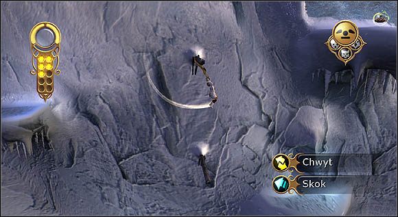 Z drugiej belki bez problemu doskoczysz do kolejnej półki skalnej - [Solucja] Północ cz.1 | Złoty kompas - Złoty kompas - poradnik do gry