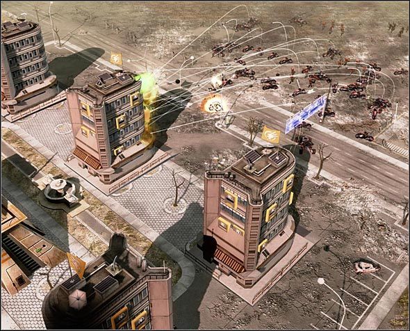 Centrum na północy chronione jest przez grenadierów ukrytych w wieżowcach. - Akt 1 - Powstanie w Rio - Command & Conquer 3: Gniew Kanea - poradnik do gry