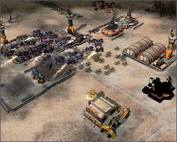 Równanie wrogiej bazy z ziemią zacznij od elektrowni. - Akt 2 - Nadejście MARV - Command & Conquer 3: Gniew Kanea - poradnik do gry