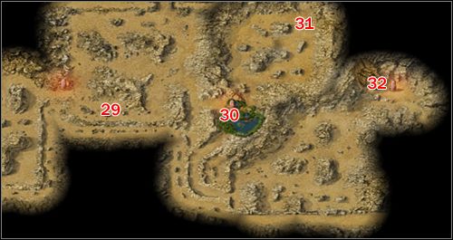 Idąc w stronę oazy, natkniesz się na Spragnionego Człeczynę , w punkcie [29] - Oaza, Zniszczona wioska | Lokacje w Legend Hand of God - Legend: Hand of God - poradnik do gry