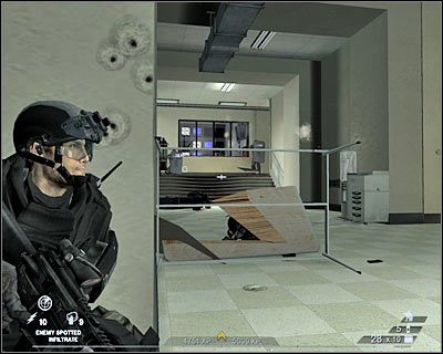 Następnie wejdź do tak zażarcie bronionego przed chwilą pomieszczenia - Główna scena (cz.1) | Akt 5 - Teatr | Rainbow Six Vegas 2 - Tom Clancys Rainbow Six Vegas 2 - poradnik do gry
