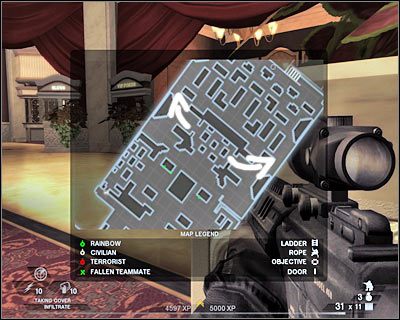 Na koniec trzeba zająć się operatorami dwu stanowisk maszynowych (screen) - Kasyno (cz.2) | Akt 5 - Teatr | Rainbow Six Vegas 2 - Tom Clancys Rainbow Six Vegas 2 - poradnik do gry