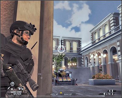 Jak zapewne zauważyłeś, nie da się z tego miejsca wyeliminować wszystkich wrogów - Kasyno (cz.1) | Akt 5 - Teatr | Rainbow Six Vegas 2 - Tom Clancys Rainbow Six Vegas 2 - poradnik do gry