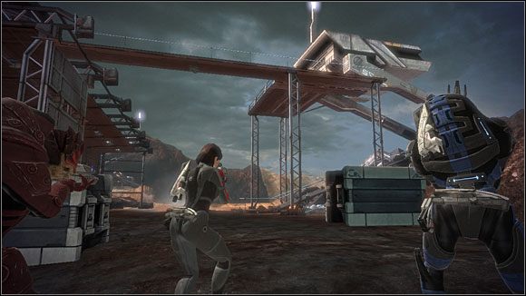 Najpierw proponuję oczyścić teren z pozostałych gethów, a dopiero później zabrać się za pancernika - [5. Therum - Liara TSoni] Wejście do ruin - Mass Effect - PC - poradnik do gry