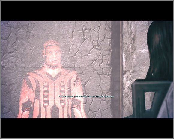 Idąc dalej korytarzem dostrzeżemy w dole dwójkę gethów najwyraźniej oddających cześć jakiemuś dziwnemu przedmiotowi w kształcie lśniącej kuli (FER7-3 ) - [6. Feros] 3. ExoGeni (Zadania) - Mass Effect - PC - poradnik do gry