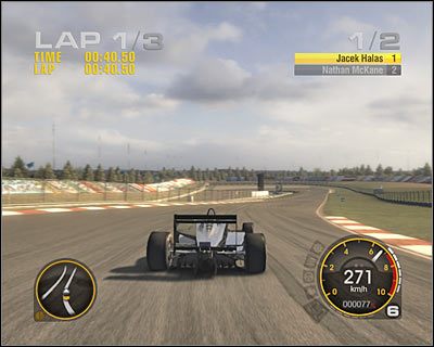 W końcówce okrążenia dotrzesz do dwu ostrych zakrętów (screen) - Euro A Licence - Open Wheel - Head 2 Head | Europa | Race Driver GRID - Race Driver: GRID - poradnik do gry