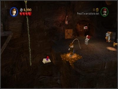 Idź cały czas w prawo, przeskocz przez przepaść, używając liany i odczytaj hieroglify - Chapter 6 - Temple of the Grail (cz.2) - Ostatnia Krucjata - LEGO Indiana Jones: The Original Adventures - poradnik do gry