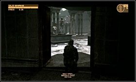 Po wyjściu z budynku przebiegnij na drugą stronę ulicy do kolejnej strefy - Middle East - Ground Zero | Akt pierwszy Metal Gear Solid 4 Guns of the Patriots - Metal Gear Solid 4: Guns of the Patriots - poradnik do gry