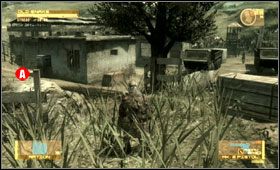 Kawałek dalej natkniesz się na jeden z posterunków pilnowany przez kilku żołnierzy, z których jeden znajduje się na widocznej z tyłu wieżyczce - South America - Confinement Facility | Akt drugi Metal Gear Solid 4 - Metal Gear Solid 4: Guns of the Patriots - poradnik do gry