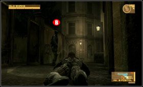 Kawałek dalej agent skręci w bramę i wejdzie w podwórko [A] - Eastern Europe - Midtown Sector | Akt trzeci Metal Gear Solid 4 - Metal Gear Solid 4: Guns of the Patriots - poradnik do gry